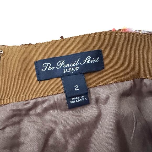 J. Crew Tweed The pencil Skirt women’s Sz 2 Brown Pink Corpcore Textured Office - Picture 2 of 8